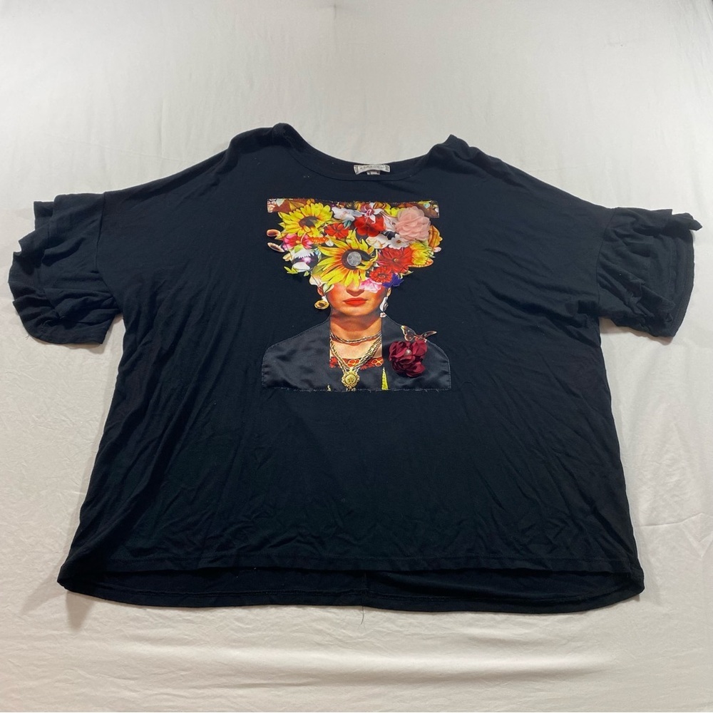 Frida Shirt Top Woman’s 3XL graphic design Short sleeve Black Shirt